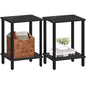 TUTOTAK End Table, Set of 2, Side Table, Nightstand, 2-Tier Storage Shelf, Sofa Table for Small Space, Living Room, Bed Room TB01BMK035 - color: Marble Black