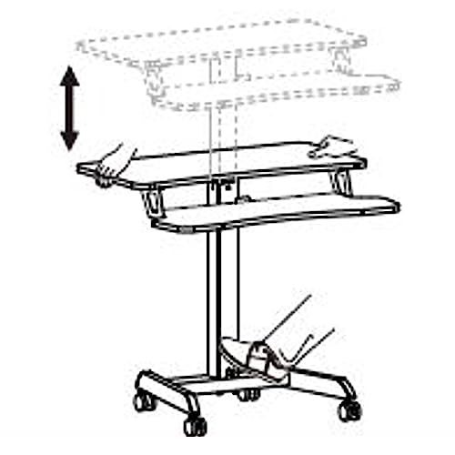 Kantek Mobile Sit Stand Height Adjustable (29"-49") Large Cart, 31.25" Wide Rolling Laptop Workstation, Keyboard Tray, Foot Pedal Control, Steel Frame, Perfect for Office Classroom Home, Black - color: Black, style: with Keyboard Tray