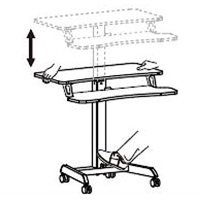 Kantek Mobile Sit Stand Height Adjustable (29"-49") Large Cart, 31.25" Wide Rolling Laptop Workstation, Keyboard Tray, Foot Pedal Control, Steel Frame, Perfect for Office Classroom Home, Black - color: Black, style: with Keyboard Tray