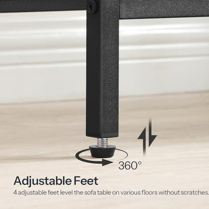 HOOBRO Narrow Console Table, Sofa Table, 4-Tier Industrial Entryway Table with Metal Mesh Shelf, Hallway Table with Adjustable Feet, for Entryway, Living Room, Hallway, Greige and Black BG79XG01 - color: Greige + Black