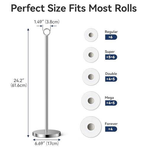 Toilet Paper Holder Stand(with Reserve Function), Free-Standing Spare Rolls Storage Holder, Stainless Steel, Chrome - color: Chrome