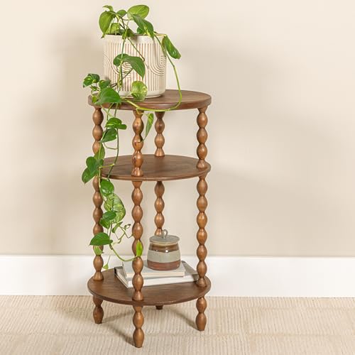 Creative Co-Op Bobbin Leg Round Wood Accent Table, Walnut - color: Walnut Color, size: 15.75"L x 15.75"W x 29.5"H