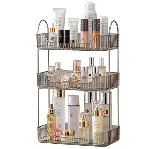 shuang qing 3 Tier Bathroom Counter Organizer Countertop Storage, Cosmetics Skincare Shelf Organizer, Makeup Organizer Perfume for Dresser Vanity Tray, Spice Rack Organizer for Kitchen - Gray - color: Suya Grey, size: Standard-3 Tier