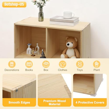 Gdrasuya10 4 Cube Storage Organizer, 3 Tier Modern Wooden Bookcase, Solid Wood Cube Storage Bookshelf Open Book Display Case for Bedroom and Home Office, 23.6" W x 11.8" H - size: 4 Cubes