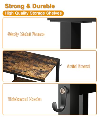 4-Tier Kitchen Microwave Oven Stand, Adjustable Coffee Bar Station for Small Appliance, Baker's Rack with 4 Hooks & 7 Storage Shelves for Kitchen, Living Room, Black - color: Black
