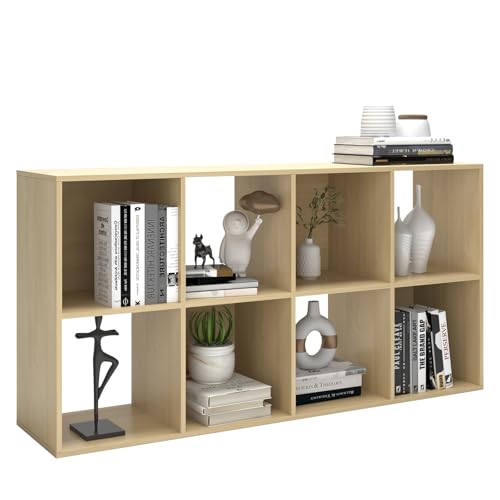 CTESNE【2026】 8 Cube Shelf with Anti-Tipping Kits + Reversible Open Back Bookcase, Multi Layer and Multi Grid partition Layout (Oak 11in) - color: Oak, size: 8 Cube 11in