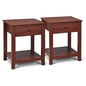 Giantex Nightstand Set of 2, Wooden 2-Tier End Table with Drawer and Storage Shelf, Versatile Bedside Tables, Modern Side Table for Bedroom, Living Room, Small Spaces, Easy Assembly, Walnut