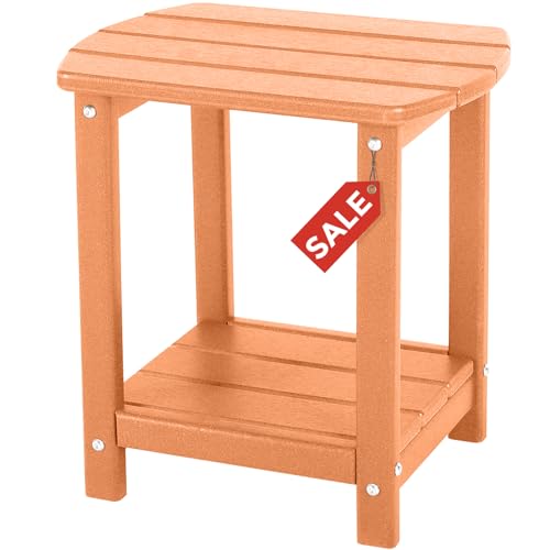 Adirondack Square Outdoor Side Table,2-Tier Storage Patio Side Table, HDPE End Tables for Backyard Pool Porch Garden Lawn - color: Goldenyellow, size: a:Oval 2-Tier