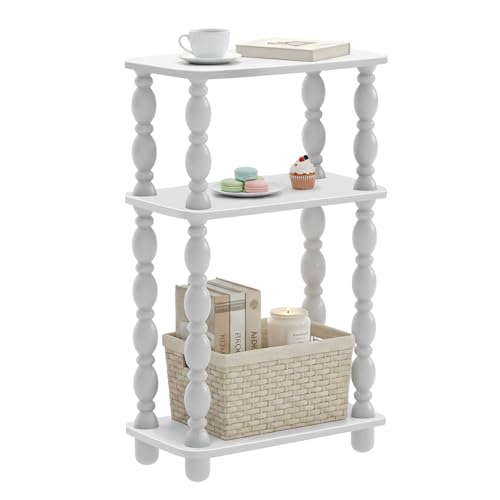 Narrow Side Table, Farmhouse Side Tables, 3-Tier Small End Table for Living Room, Couch Side Table for Skinny Spaces, Bedside Table Nightstand for Bedroom(White) - color: White, size: Narrow