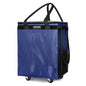 Reusable Grocery Bag Tote Bag with Wheels, Foldable Rolling Tote Bag with 3 Handles and Zipper - color: Blue, size: Medium