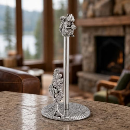 Arthur Court Squirrel Paper Towel Holder - Decorative Aluminum Kitchen Towel Stand - 15 Inch Tall - size: Squirrel
