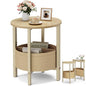 Vagusicc Small Round Side Table End Table, Tall Accent Table with Storage Basket, Set of 2 Half Round Tables Half Moon Tables, Coffee Bedside Tables, Modern Nightstand for Living Room Bedroom,Natural - color: Natural Walnut