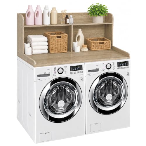 Royxen Laundry Countertop with 20" Shelf Universal Fit, Washer and Dryer Countertop with Storage Space, Laundry Room Storage (White Oak) - color: White Oak