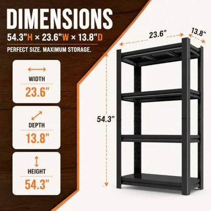 Book Shelf Book Shelves 4 Tier Metal Shelving Units and Storage Racks Bookcase Display Organizer for Living Room Home Office Library (Convertible into 2 Low Racks). 54.3"H × 23.6"W × 13.8"D - size: 4-Tier, 54.3"H × 23.6"W × 13.8"D