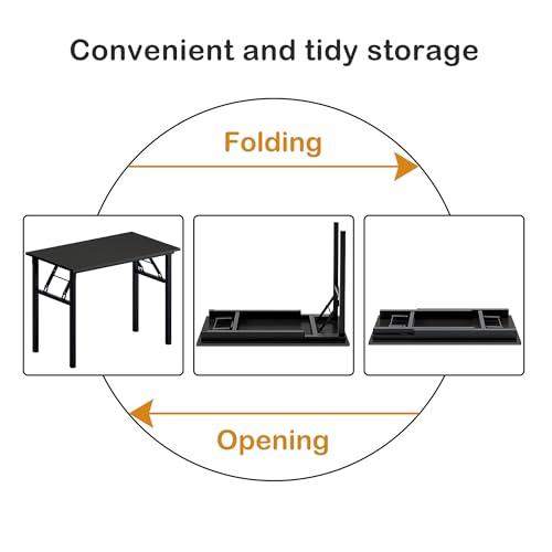 Need Computer Desk Folding Table Writing Desk/Compact Desk/Foldable Desk with BIFMA Certification, No Install Needed, Black AC5CB-100-60 - color: Black & Black Frame, size: 39inch
