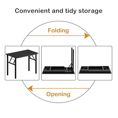 Need Computer Desk Folding Table Writing Desk/Compact Desk/Foldable Desk with BIFMA Certification, No Install Needed, Black AC5CB-100-60 - color: Black & Black Frame, size: 39inch