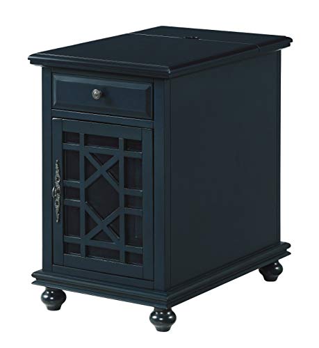 Martin Svensson Home Elegant Chairside End Table with Power — 24″W x 16″D x 25″H, Catalina Blue — Transitional Painted Accent Table with Flip-Top USB Charging, Drawer & Cabinet Storage - color: Catalina Blue
