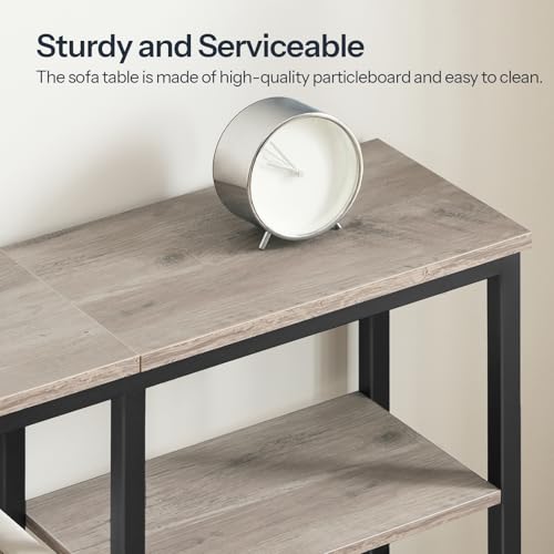 HOOBRO Narrow Console Table, Sofa Table, 4-Tier Industrial Entryway Table with Metal Mesh Shelf, Hallway Table with Adjustable Feet, for Entryway, Living Room, Hallway, Greige and Black BG79XG01 - color: Greige + Black