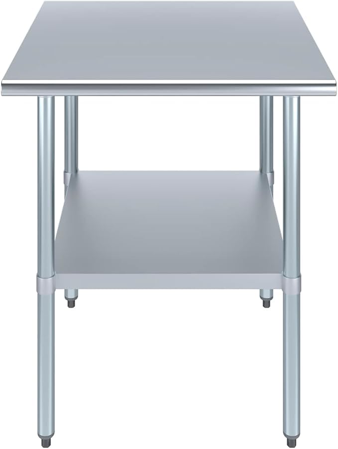 30" x 30" Stainless Steel Prep Table – NSF Certified Heavy Duty Work Table for Home & Commercial Use – Galvanized Undershelf & Legs - size: 30x30