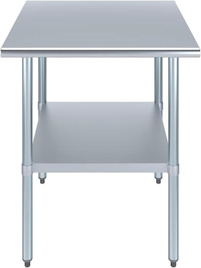 30" x 30" Stainless Steel Prep Table – NSF Certified Heavy Duty Work Table for Home & Commercial Use – Galvanized Undershelf & Legs - size: 30x30