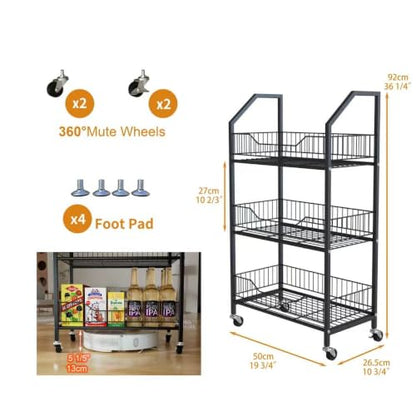 3 Tier Supermaket Snack Rack Display Stand, Retail Display Shelves with Hooks & Wheels, Metal Snack Shelf for Store Home Kitchen, Black Chip Rack Display Stand (3 Tier) - size: 3 Tier