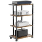 Aquzee AV Media Stand with Wheels, 4-Tier Game Console Shelf, Rolling Media Cart for Small Space, Stereo Racks and Stands, Ideal for Record Player, Game Console, DVD Player, and Projector, Wood