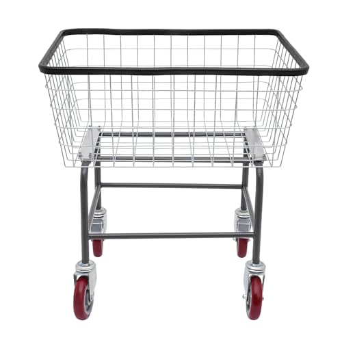 Wire Laundry Basket with Wheels, Laundry Metal Cart with Wheels for Homes Hotels Bathrooms Laundries Clothes Storage, 50kg/110lbs Load Capacity, 23.23 * 22.05 * 11.81in