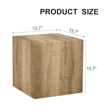 15.7" H Square Compact Coffee Table,Small Cube End Table,Modern Side Table with Stylish Wood Pattern,Minimalist Accent Table for Living Room,Office,Apartment,Nightstand(Wood,15.7") - color: Wood,15.7"h