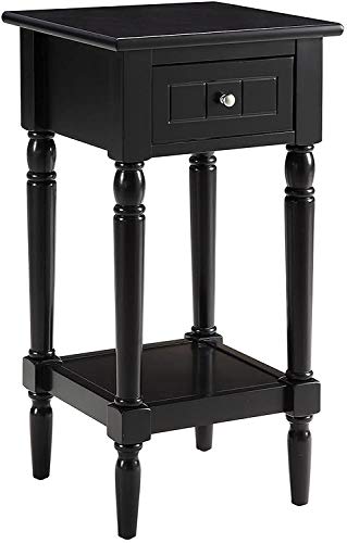 Convenience Concepts French Country Khloe 1 Drawer Accent End Table 14" - Traditional Farmhouse Side Table with Storage Drawer and Shelf for Living Room, Black - color: Black