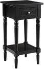 Convenience Concepts French Country Khloe 1 Drawer Accent End Table 14" - Traditional Farmhouse Side Table with Storage Drawer and Shelf for Living Room, Black - color: Black