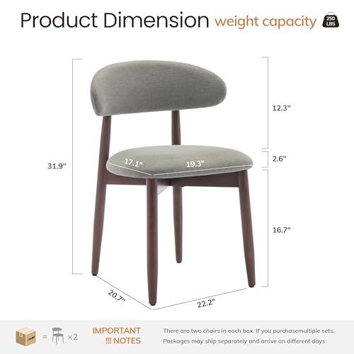 COLAMY Mid-Century Modern Wooden Dining Chair Set of 4, Indoor Upholstered Kitchen Chairs with 2.6" Cozy Padded Seat, Walnut Finish Side Dining Chair, [Green] - color: Green, size: 4 Chairs
