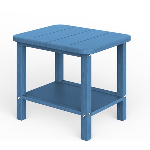 Patio Side Table, Small Rectangular HDPE Adirondack End Table for Outdoor Use in Pool, Garden, Lawn, Backyard,Navy - color: Navy