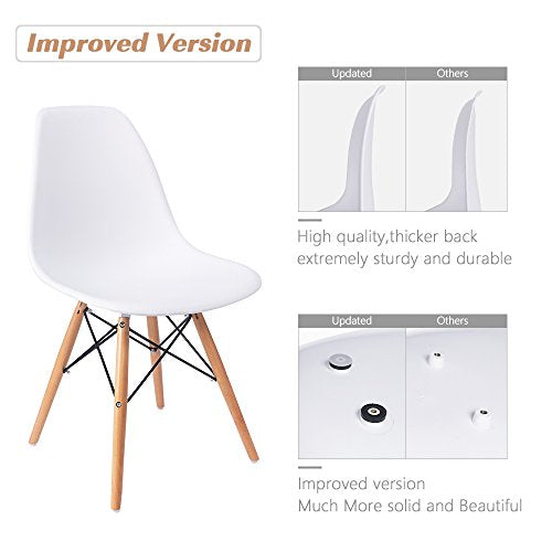 Furmax Modern Style Dining Chair Mid Century Modern DSW Chair, Shell Lounge Plastic Chair for Kitchen, Dining, Bedroom, Living Room Side Chairs Set of 4(White)