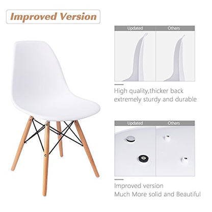 Furmax Modern Style Dining Chair Mid Century Modern DSW Chair, Shell Lounge Plastic Chair for Kitchen, Dining, Bedroom, Living Room Side Chairs Set of 4(White)