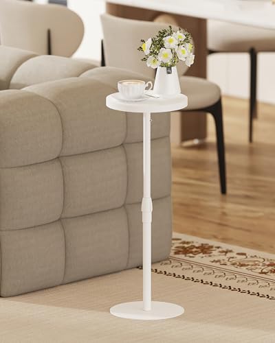 TUTOTAK Tall Round Side Table, Small End Table, Drink Table, Pedestal Table | for Small Spaces, Accent Nightstand, livingroom, Bedroom, White TB01BW096 - color: White, size: 1 Pack, style: Adjustable