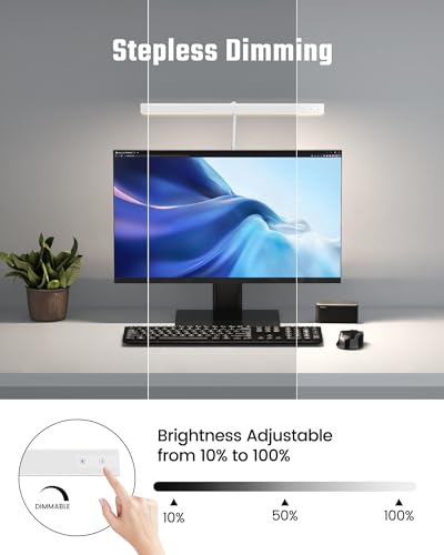 SUPERDANNY LED Desk Lamp for Home Office, Eye-Caring Desk Light with Adjustable Gooseneck, 12W Touch Control Dimmable Brightness, Architect Clamp Lamp with USB Adapter, White - color: White, size: Desk Clamp