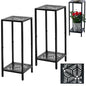 Party Zealot 2 Packs of 2-Tier Tall Metal Square Plant Stand 31” Heavy-Duty Modern Flower Pot Rack for Indoor Living Room, Corner Side Table for Outdoor Patio, Garden Planter Holder, Black, Leaf - style: Leaf - 2 pack