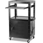 AV Carts, Rolling Presentation Cart Station, Height Adjustable Media Cart for Video Projector, TV, Printers, Computers with 1 Storage Locking Cabinet, 1 Sliding Keyboard Tray, 3 Outlets, 2 USB Ports