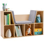 HOMCOM 6-Cubby Kids Bookcase with Reading Nook and Cushion, Multi-Purpose Storage Organizer for Bedroom, Living Room, Natural - color: Natural Wood