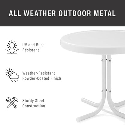 Crosley Furniture Griffith Weather Resistant Retro Metal Outdoor Side Table for Patio, Deck, Porch, Alabaster White - color: Alabaster White