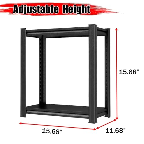 72"H/60"H: Father & I 5-tier storage rack, metal + wood, suitable for garage/kitchen/pantry, steel multi-functional support, adjustable, heavy-duty garage rack, black. (15.68*15.68*11.68) - size: 15.68 in * 15.68 in * 11.68 in Wood-5T