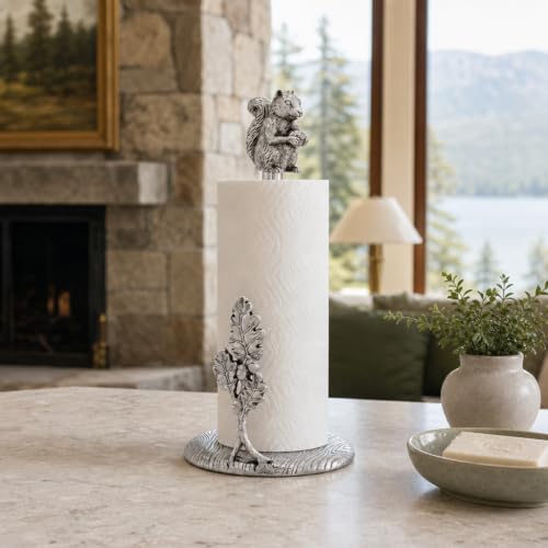 Arthur Court Squirrel Paper Towel Holder - Decorative Aluminum Kitchen Towel Stand - 15 Inch Tall - size: Squirrel