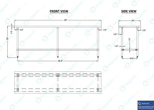 24 in. x 96 in. Open Base Stainless Steel Work Table | Residential & Commercial | Food Prep | Heavy Duty Utility Work Station | NSF - size: 96 in. Length x 24 in. Width