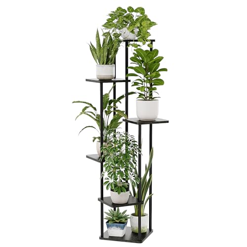Bamworld Tall Plant Stand Indoor 6 Tier Plant Holder for Multiple Plants Corner Shelf Stand for Patio Garden Balcony Living Room Bedroom Dark Brown - color: Dark Brown, size: 6 Tier