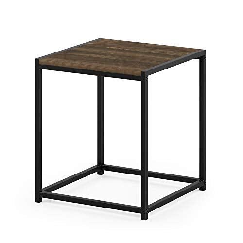 Modern End Table with Metal Frame, Easy Assembly Night Stand, Square Open Frame Bedside Table, Side Table, for Bedroom, Living Room, Columbia Walnut - color: Columbia Walnut, size: 1 Tier, Set of 1