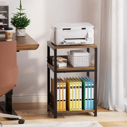 Simple Trending Record Player Stand, 3 Tier End Table Hold Up to 100 Albums, Turntable Stand for Vinyl, Record Shelf for Living Room Bedroom, Rustic Brown - size: Base Model