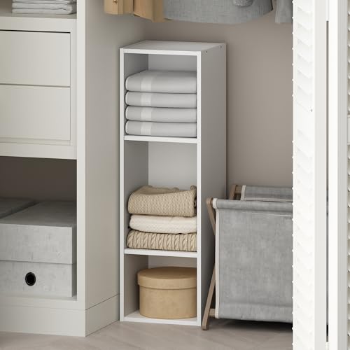 Furinno Reed 3-Tier Closet Organizers and Storage, Closet Organizer, Open Shelf Closet Storage, for Wardrobe, Bedroom, Living Room, 10-Inch Width, White - color: White, size: 3-Tier; 9.8" W