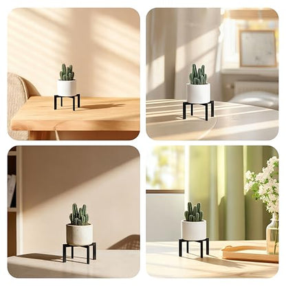 Mini Plant Stands 2-Pack, Small Metal Flower Pot Holder for Desktop, Modern Cross Shape Fit 2-6.5 Inch Pots, Succulent & Cactus Stand for Tabletop, Shelf, Indoor, Black - size: 2 Pack - Mini