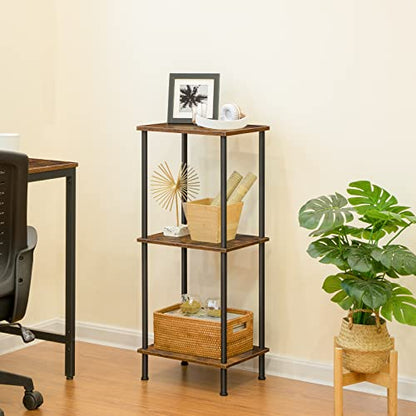 HOOBRO End Tables Set of 2, Small Side Table, Nightstand with 2-Layer Storage Shelves, Sofa Table for Small Spaces, Living Room, Bedroom, Stable Frame, Easy Assembly, Rustic Brown BF09BZP201 - color: Rustic Brown + Black