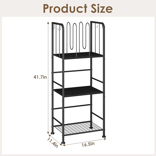 3-Tier Freestanding Cabinet Towel Rack Metal Stand, Black | M-shaped detachable dividers, three-tier versatile storage, premium anti-rust four hooks, 70 lbs heavy duty load capacity - color: Black